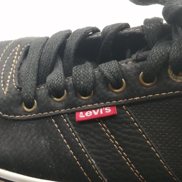 Levi‎ Strauss Mens Sneaker Black Brown Lace Up Round Toe Low Top Flat Heel 8 - Picture 8 of 10